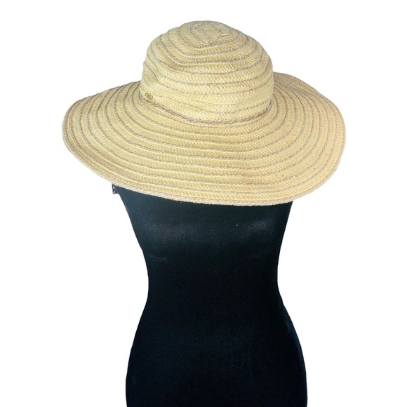 8992 Scala Collection Straw Sun Hat One Size Women tassel wide brim beach pool - Picture 2 of 4